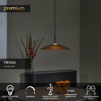 Lucide MENGA - Hanglamp - Ø 40 cm - LED Dimb. - 1x11W 2700K - Amber | Premium